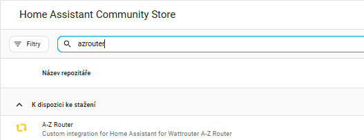 Integrace A-Z Router v HACS Store