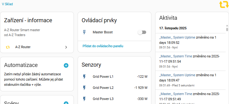 Master zařízení integrace A-Z Router